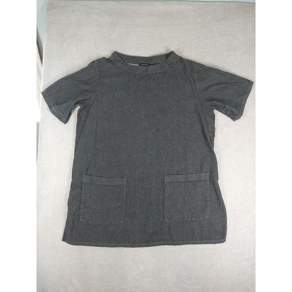 Eileen Fisher Organic Cotton Tunic Top Size Medium Short Sleeve Minimalist